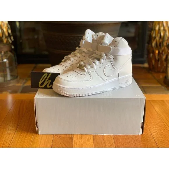 Size 7y Nike Air Force 1 High "Triple White"